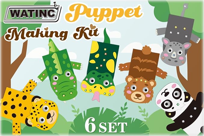 WATINC 6Pcs Hand Puppet Making Kit, Art Craft Felt Sock Puppet Toys, Creative - Image 7
