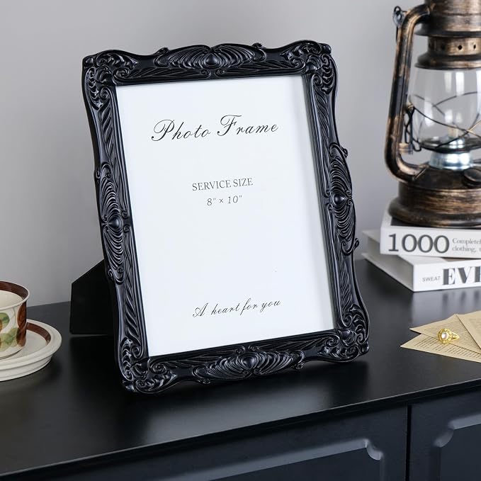 Cuspin Black Picture Frame 8x10 Gothic Frames, Vintage Handcrafted Resin Frame - Image 8