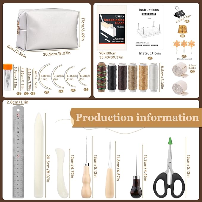 JUPEAN Bookbinding Kit, Book Making Kit, Bookbinding Punching Guide Set - Image 2