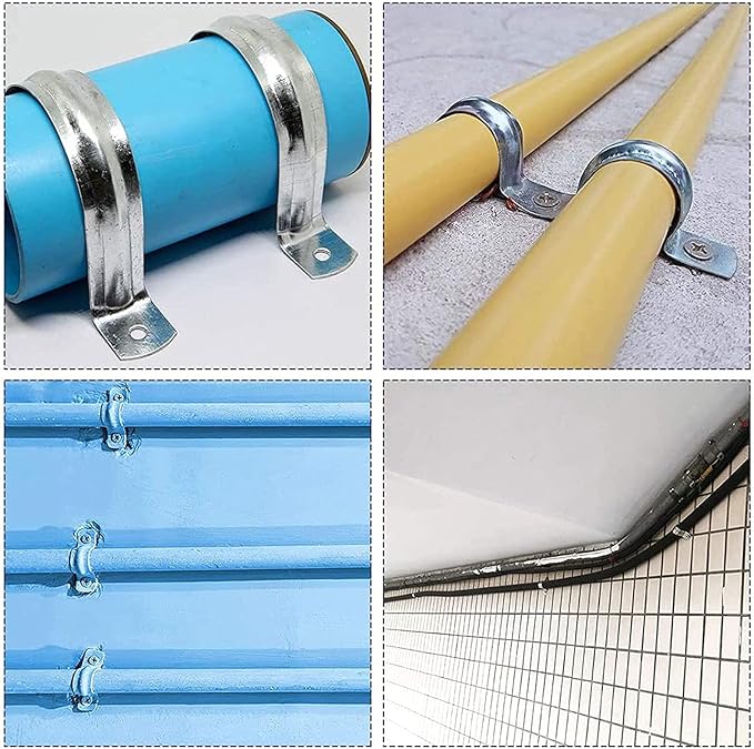 10 Pcs 3inch Rigid Pipe Strap,Two Hole Stainless Steel Strap U Bracket, Widened Tube Strap Tension Clip Assortment Kit Heavy Duty Pipe Clamp for Pipe Fixing（90mm）
