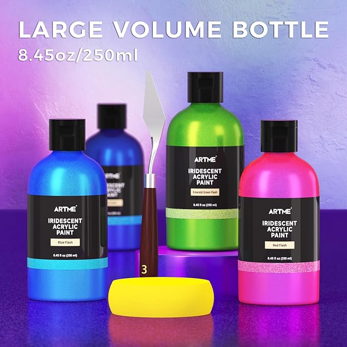 ARTME Iridescent Acrylic Paint Set, 20 Chameleon Colors in 8.45 oz/250ml Bottles - Image 3