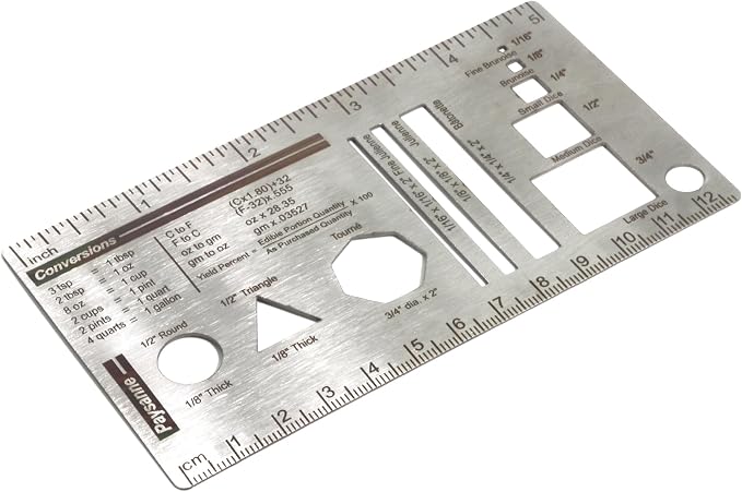 Culinary Ruler Mini Cutting Reference Template Cooking Measurement | stainless by UPTTHOW