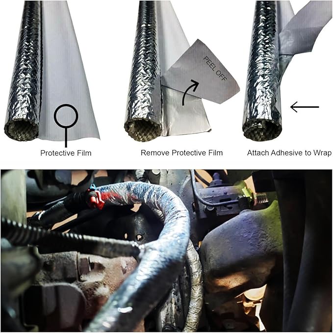 30mm - 1-1/5" Self Closed aluminized Sleeve Heat Shield Protection Side Entry - Image 2