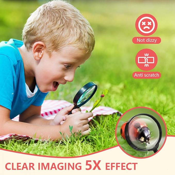 SenseYo 48 PCS Magnifying Glass 5X Mini Kids Magnifying Glass - Image 3