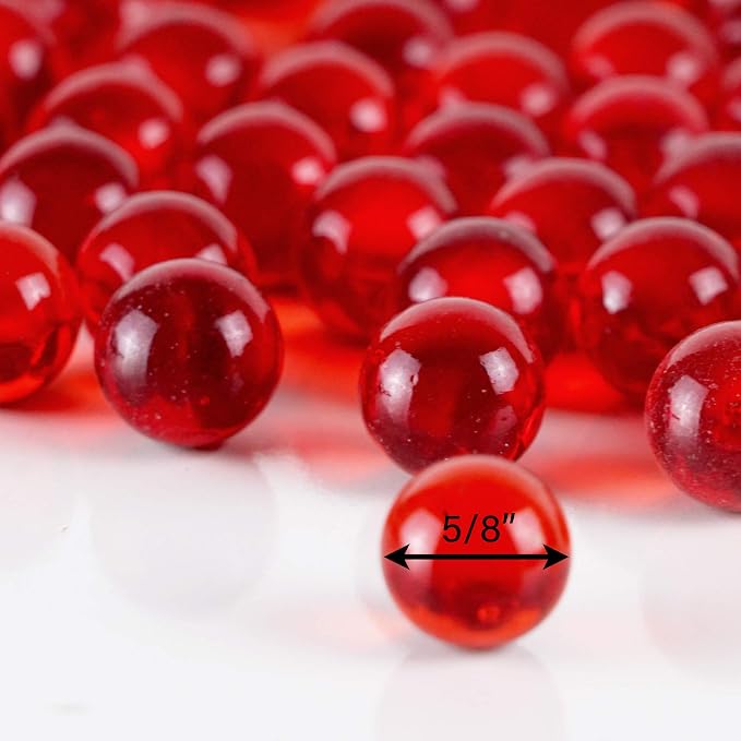 CYS EXCEL Red Glass Gemstone Vase Filler Aquarium Round Marble Beads Decorative - Image 3