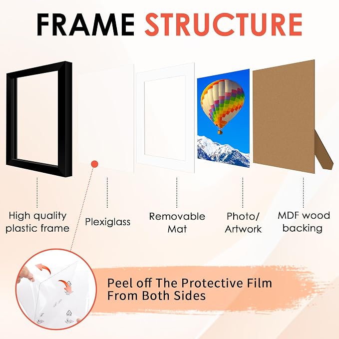 FIXSMITH 5x7 Picture Frame Set of 6, Display Pictures 4x6 - Image 3