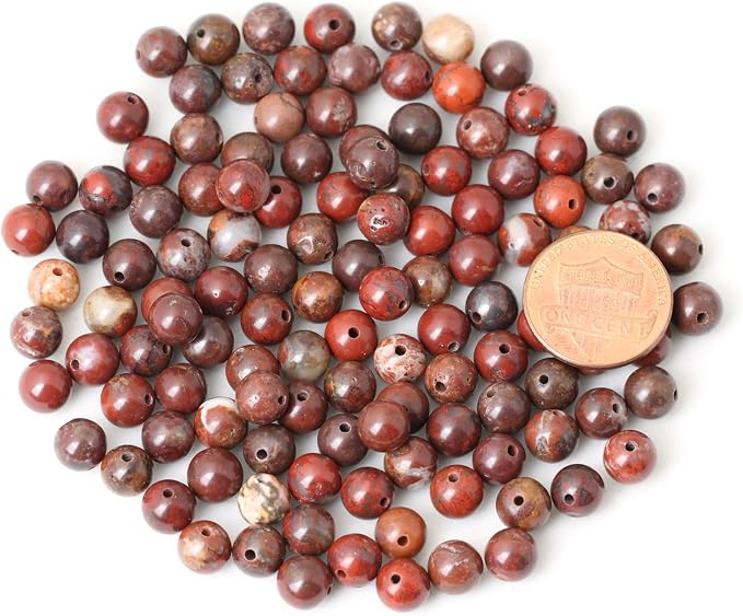 60PCS 6mm Natural Red Brecciated Jasper Gemstone Round Loose Beads Stone Beads - Image 2