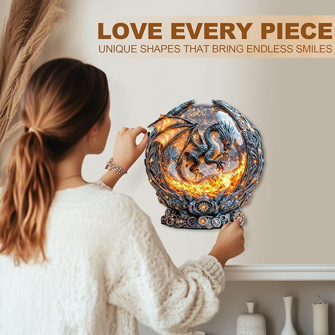 Magic Ball Fire Dragon Puzzles Adults Gifts Wooden 245 Pieces 13.4 * 12.3in - Image 6