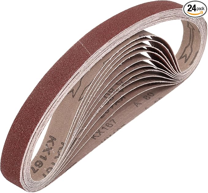 HARFINGTON 1 x 30 Inch Sanding Belts, 24 Pcs 80 Grits Aluminum Oxide Abrasive Belt Sander File Belt for Woodworking, Metal Polishing, Knife Sharpener