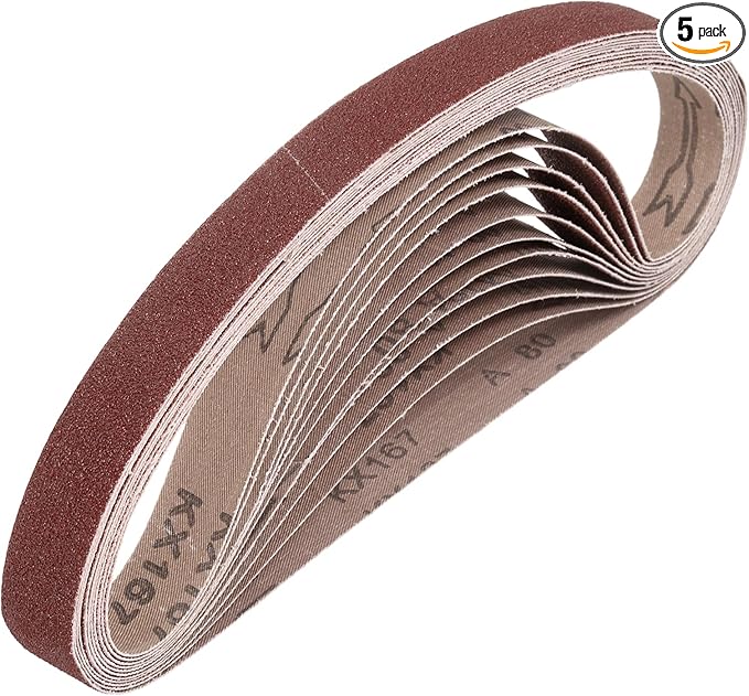 HARFINGTON 1 x 30 Inch Sanding Belts, 5 Pcs 80 Grits Aluminum Oxide Abrasive Belt Sander File Belt for Woodworking, Metal Polishing, Knife Sharpener