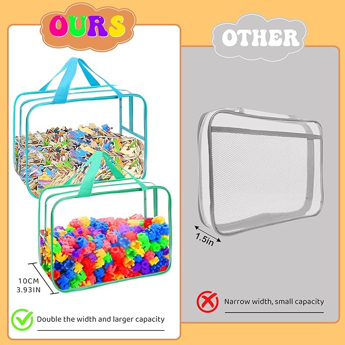 YOPCDJ 8 Packs 8 Colors Toy Storage Bags, Reusable Clear PVC Board Game Storage - Image 4