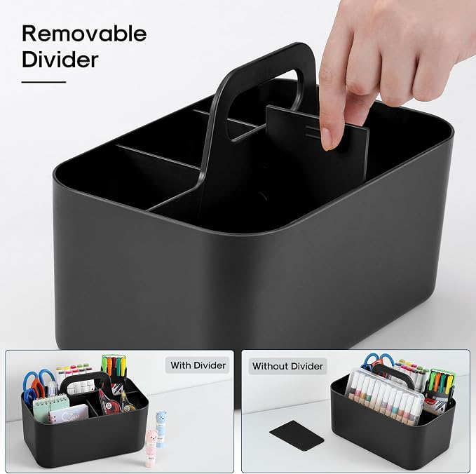 Multiuse Caddy Organizer with Handle, Portable Divided Plastic Tote Bin - Image 6