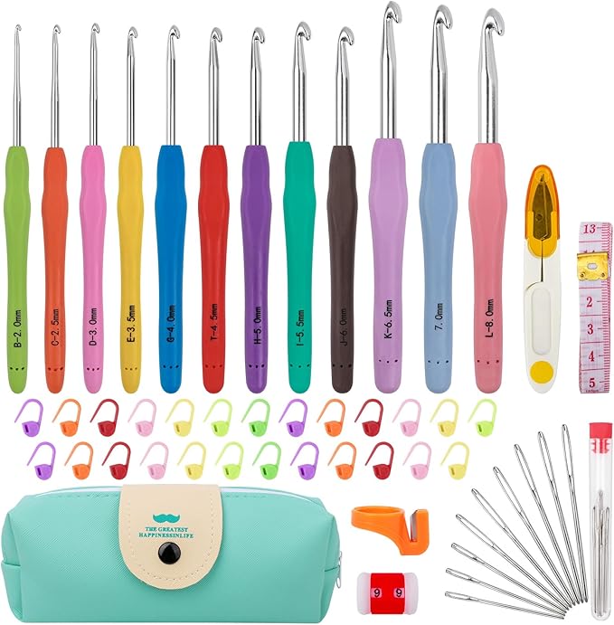 MECHEER Crochet Hooks 12 Sizes Crochet Hook Set, 51 Pack Yarn Crochet Kit by MECHEER