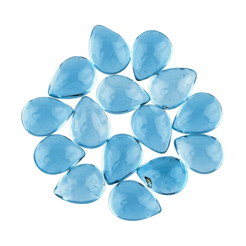 CRYSTALIS Natural London Blue Topaz Cabochons Gemstone Loose Pears Wholesale by Crystalis