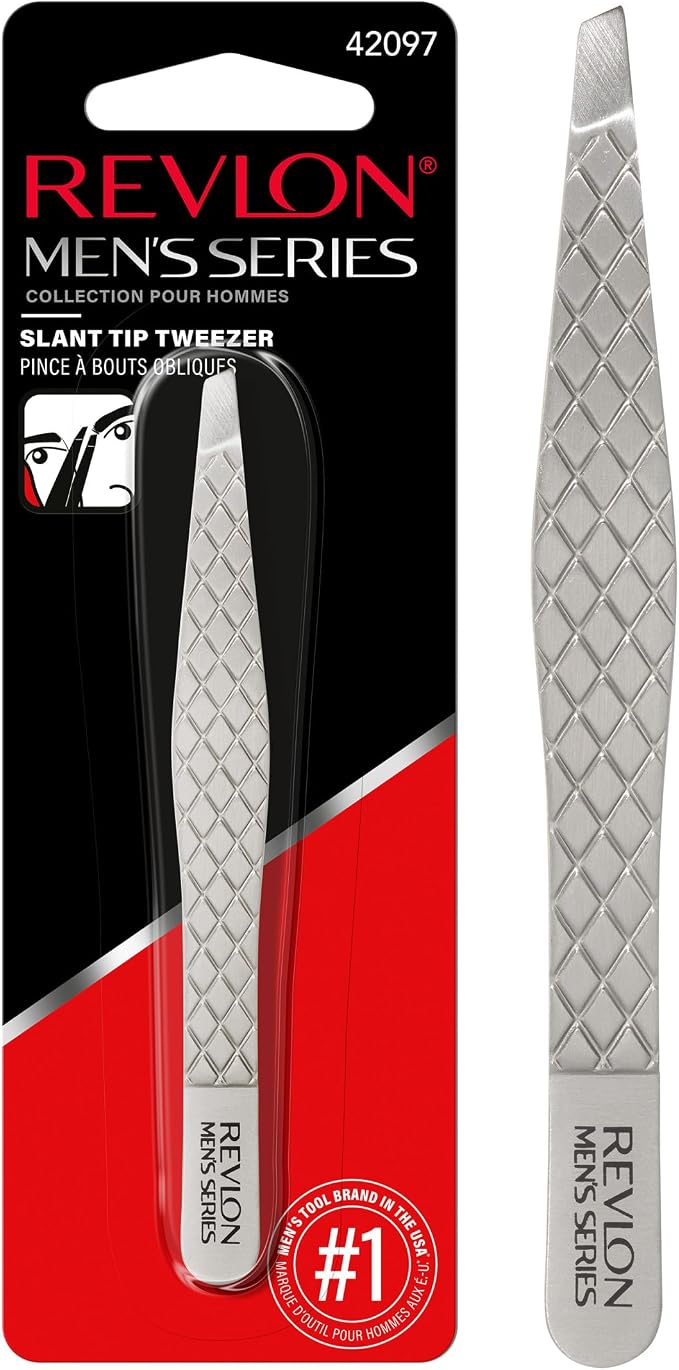 Revlon Slanted Tip Tweezers for Men, Ultra-Sharp for Precision Eyebrow Shaping by RevlonConsumerProductsCorp