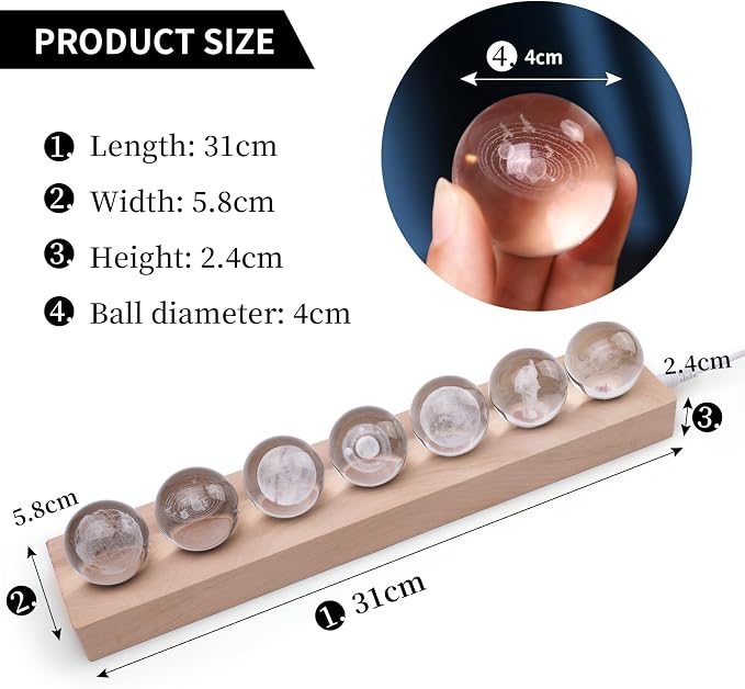 7 Pcs Planet 3D Solar System Crystal Ball Model Gift Space Astronomy Gift - Image 4