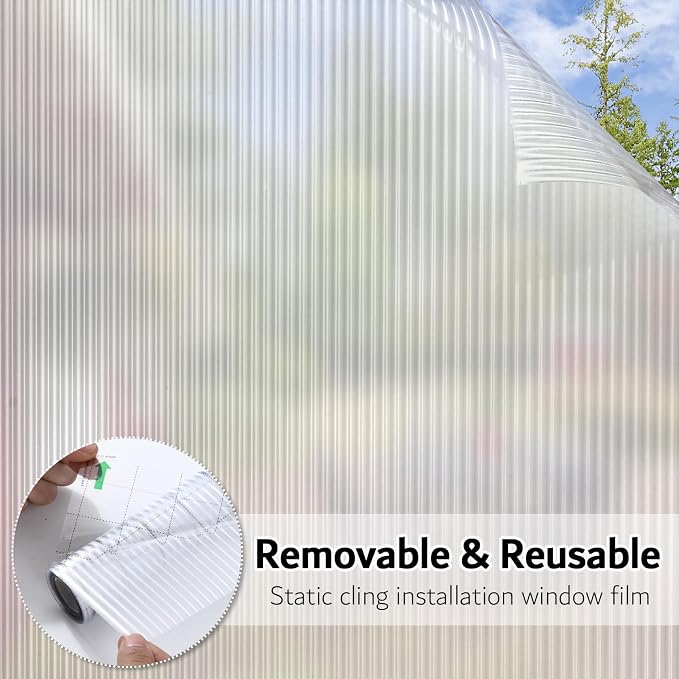 VELIMAX Reeded Glass Privacy Film, Frosted Window Vinyl, 3D Decorative Window - Image 5