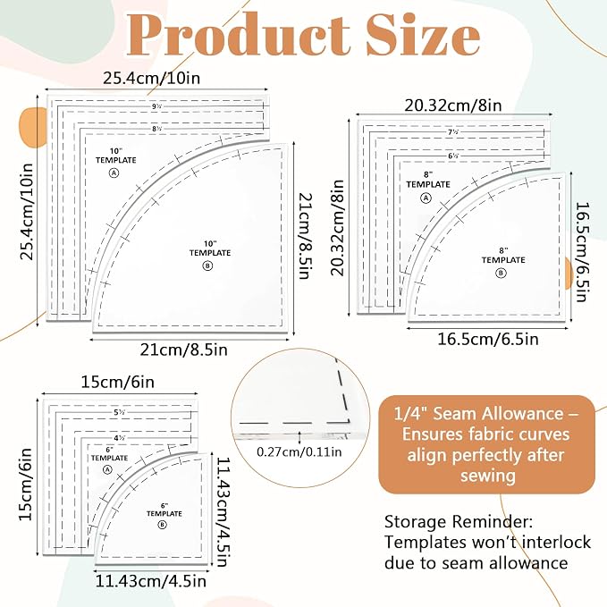3 Set Drunkards Path Quilting Templates - Image 3