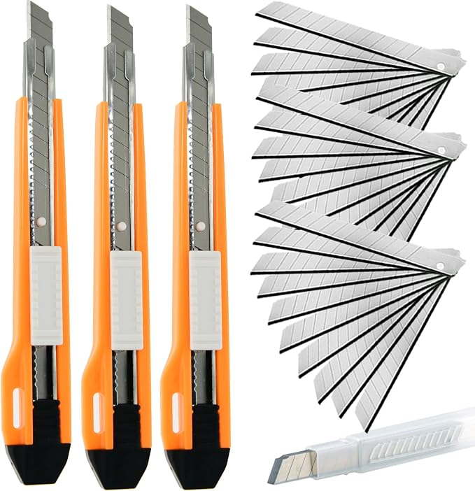 9mm Snap Off Utility Knife High Hardness Retractable Box Cutters by WEKOIL