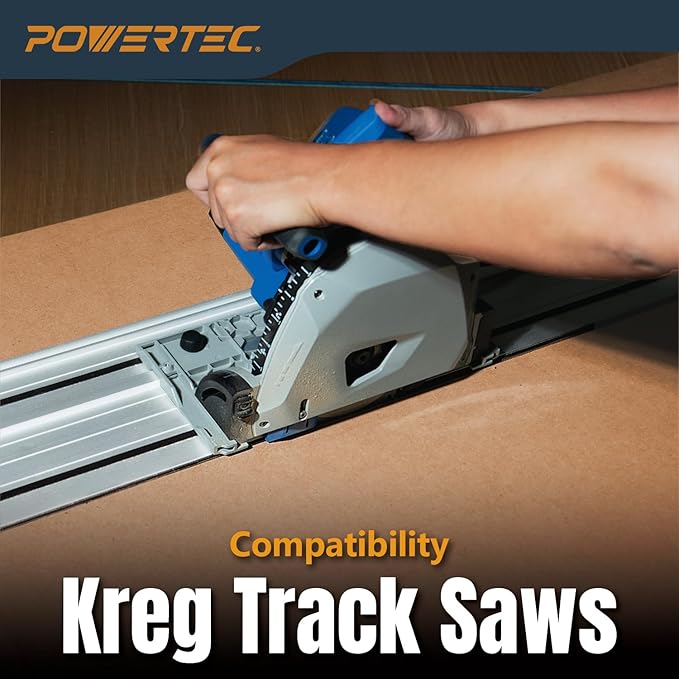 POWERTEC 55" Track Saw Guide Rail for Kreg Track Saws | Perfect for Repeatable Rip Cuts & Crosscuts | Extruded Aluminum Guide Rail for Optimized Bevel & Straight Cuts (71990)