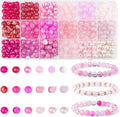 DUQGUHO 8mm Pink Beads for Jewelry Making Pink Glass Beads for Crafts Rose by DUQGUHO