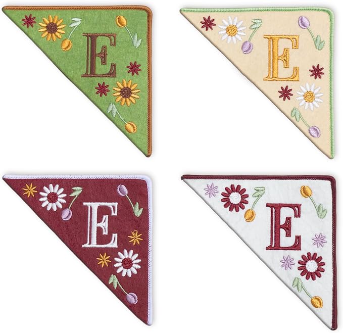 Personalized Embroidered Corner Mark, 4 Pack, Finished Initial Felt Bookmark by Unknown