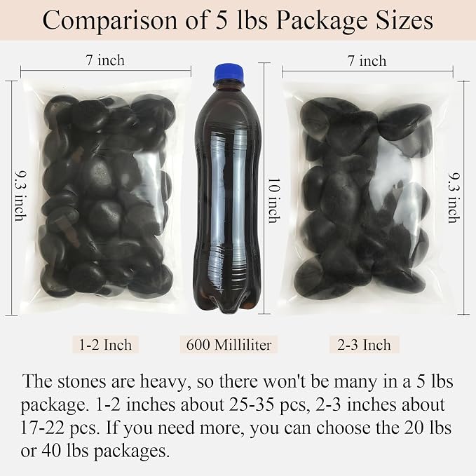 FANTIAN 5 Pounds Black Natural Decorative River Pebbles – 2-3 Inch Black - Image 2