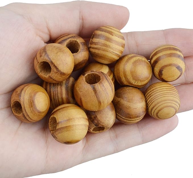 Natural Wooden Beads, 100 Pieces 18mm Diameter Round Loose Spacer Beads Large - Image 6