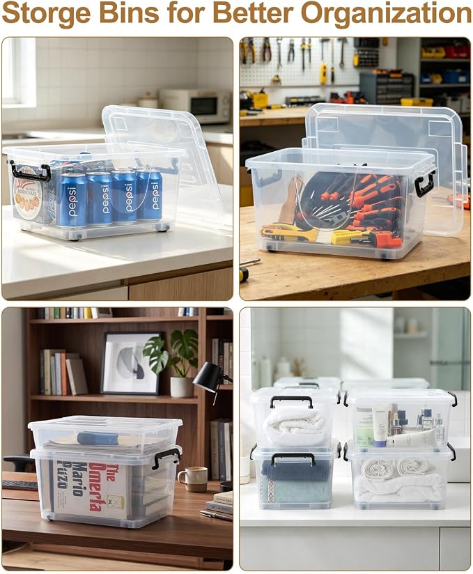 NUMIFUN 15QT Storage Bins with lids, Stackable Space Saver - Image 4