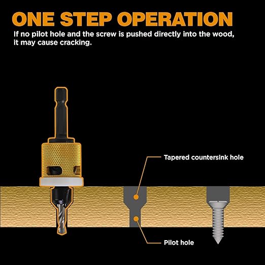9/64"x3/8" Carbide Tipped Countersink Drill Bits with Low Friction Depth Stop, 1/4" Quick Change Hex Shank Countersink Drill with Replaceable HSS Pilot Drill Bit for Plastic, Woodworking