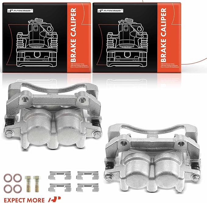 A-Premium Disc Brake Caliper Assembly with Bracket Compatible with Select Jeep Models - Commander 2006-2010, Grand Cherokee 2005-2010, Sport Utility - Front Driver and Passenger Side, 2-PC Set