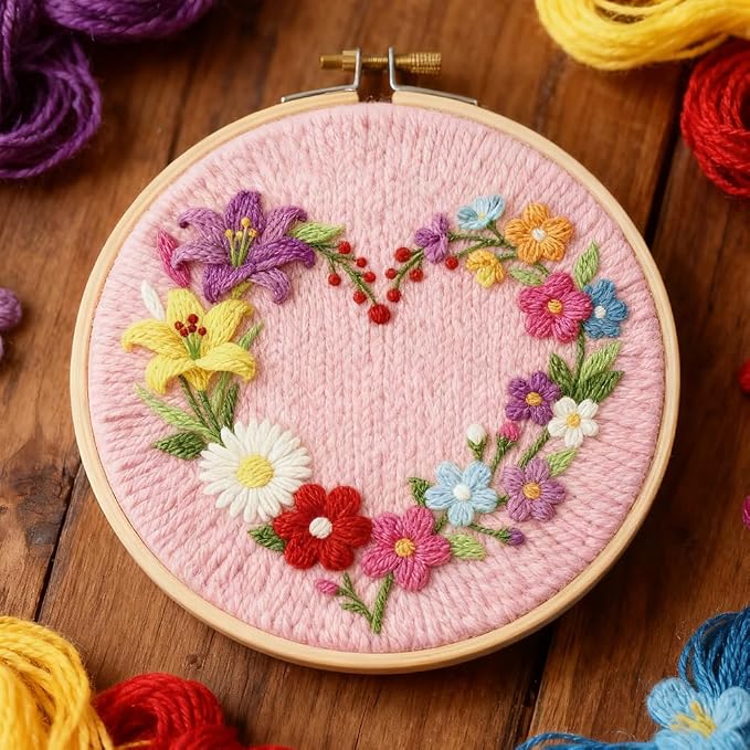 INFUNLY Punch Needle Kit for Beginners Adults Heart Floral Punch Needle Kits - Image 4