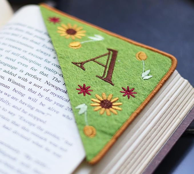 Personalized Embroidered Corner Mark, 4 Pack, Finished Initial Felt Bookmark - Image 6