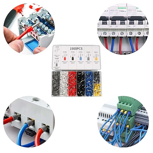 Two Sets of Pliers Terminals Kit, Includes Wire Stripper for AWG10-24 (0.2-6mm2) Coil, AWG23-7 (0.25-10mm²) Self-Adjustable Ratchet Wire Ferrule Plier and 1900PCS Wire Terminals for Electric,etc.