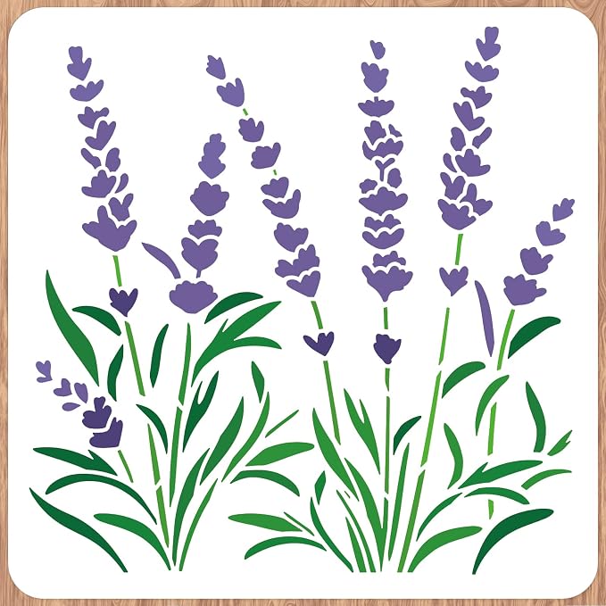 INFUNLY Lavender Wall Stencils for Painting 11.8x11.8 Tile Stencil Set Reusable by INFUNLY