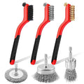 6Pcs Wire Brushes for Cleaning Rust, Small Wire Brush, Wire Wheel for Drill Steel Brush for Cleaning with Nylon, Brass, Stainless Steel, and Carbon Steel Bristles - 7-Inch Handle & 1/4-Inch Hex Shank