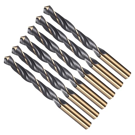 Drill Bit, 13mm Cutting Diameter, 4341 HSS Gold and Black 118° Cutting Angle Number Jobber Bits - (Applications: for Drilling Soft Metal Plastic Wood), 6-Pieces