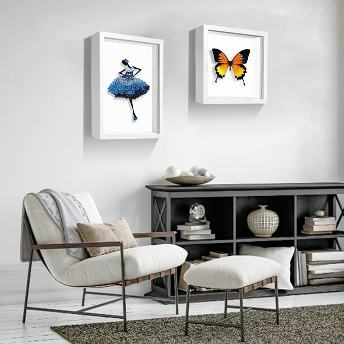 5x5 White Small Shadow Box Frame Display Case, Display Case Box - Image 7