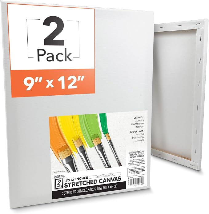ArtSkills Stretched Canvas for Painting, 9x12 Canvas, Premium Wood Frame by ArtSkills
