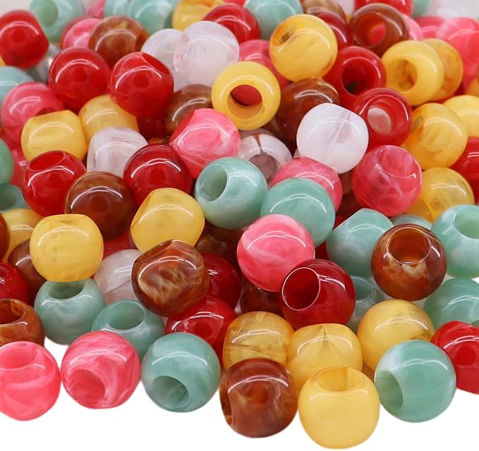 100pcs 14mm Acrylic Mix Color Pop Spring Beads Large Holle by Dabaiitechann