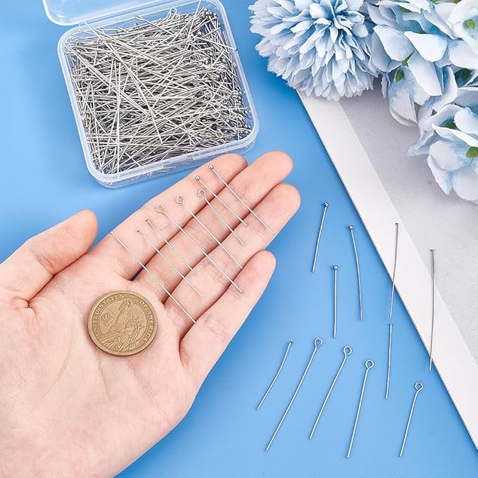 PH PandaHall 560pcs 8 Styles 304 Stainless Steel Eye Pins 30mm 40mm 50mm Head - Image 3
