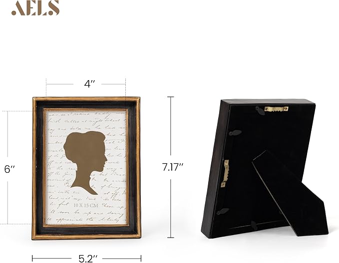 AELS 4x6 Inch Vintage Picture Frame, Photo Display, Tabletop Wall Hanging - Image 2