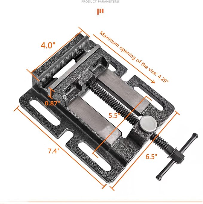 MYTEC Drill Press Vise, 4.0" Black, Quick Release Workbench Industrial Vise Clamp, High-grade cast steel Bench Clamp