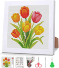 VIGEGU Tulip Cross Stitch Kits for Beginners, Flowers Stamped Cross Stitch for by VIGEGU
