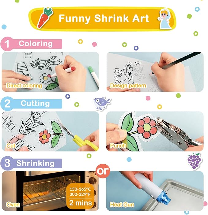 286 PCS Shrink Art Paper Kit Includes 14 PCS Shrink Plastic Sheets and 272 PCS - Image 3
