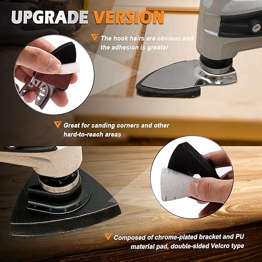 162pcs Oscillating Tool Sanding Pads Kit, 4pcs Triangle Sanding Pads, 4pcs Finger Sanding Pad and 4pcs Multi Tool Blades, 150pcs Multitool Sandpaper Set, Fit for Finishing Wood Sanding