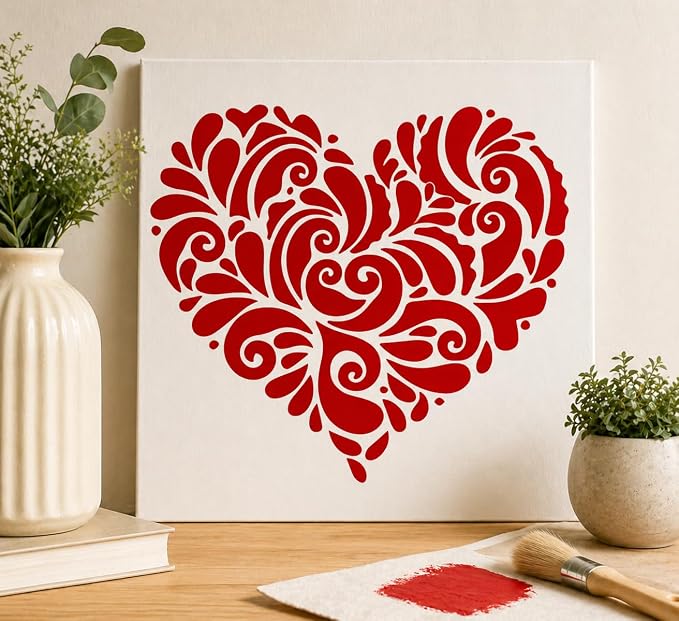 Large 12x12 Inch Mandala Heart Stencil - Image 4