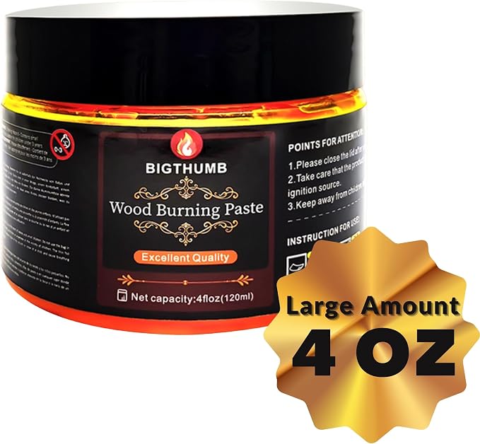 BIGTHUMB Wood Burning Gel Kit 4 OZ | Heat Activated Non-Toxic Paste by BIGTHUMB