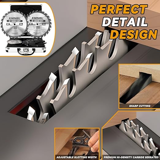 10'' Stacking Dado Blade Set, Compatible with 10 Inch Table Saw, Grooves from 1/4" to 13/16" Inch,24-Tooth, 5/8-Inch Arbor, 14 Pieces