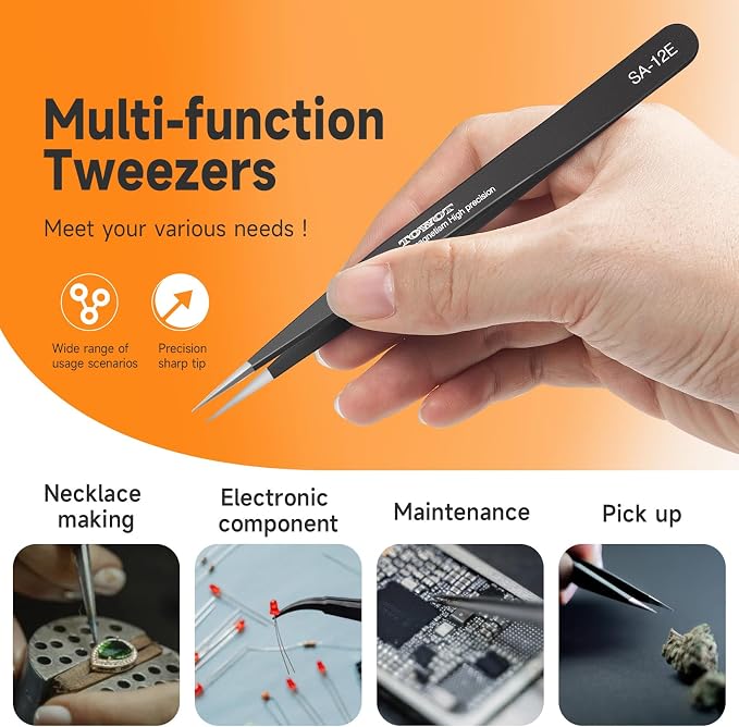 TOWOT Precision Tweezers, Upgraded Anti-Static Stainless Steel - Image 2